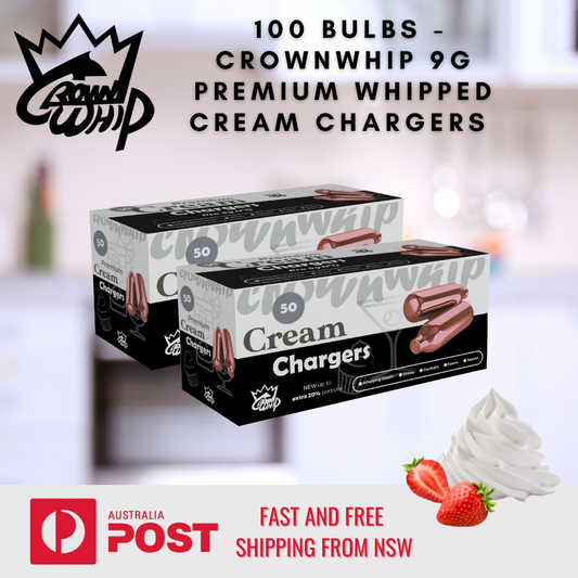 100 pack CrownWhip 9g Premium Nitrous Oxide Bulbs | Whipped Cream | Fast Ship