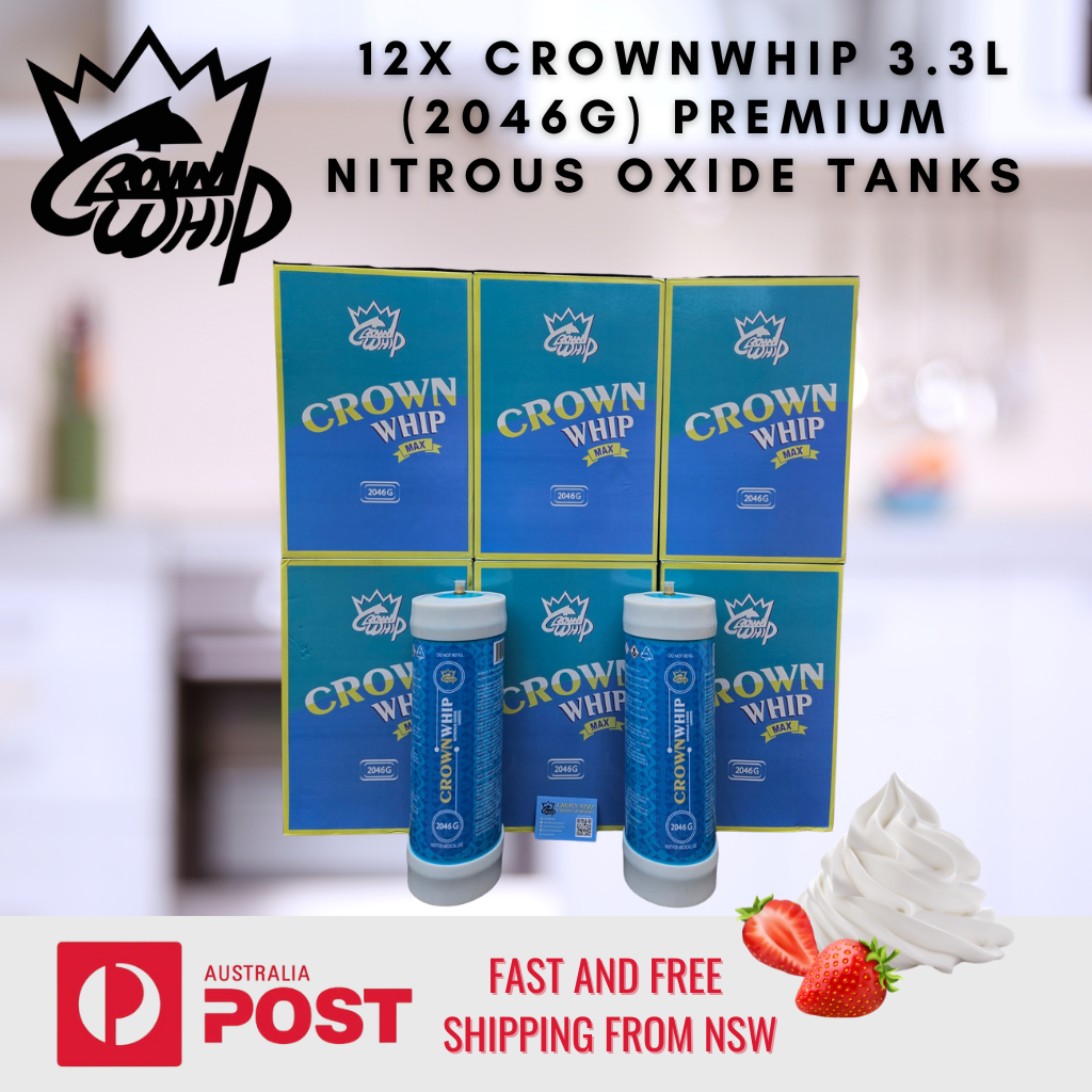 12x CrownWhip 3.3L (2046g) Premium Nitrous Oxide Tanks | Whipped Cream | Fast Shipping