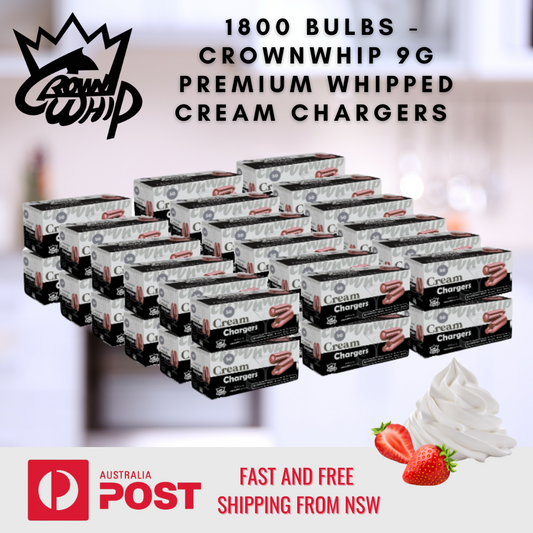 1800 pack CrownWhip 9g Premium Nitrous Oxide Bulbs | Whipped Cream | Fast Ship