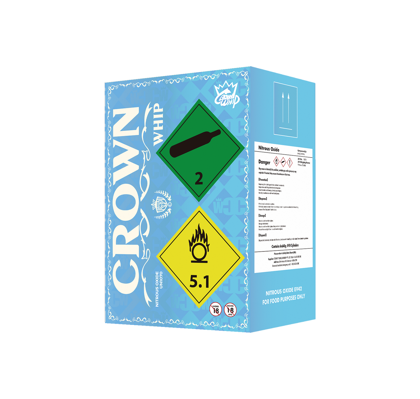 24x CrownWhip 1L (640g) Premium Nitrous Oxide Tanks | Whipped Cream | Fast Shipping