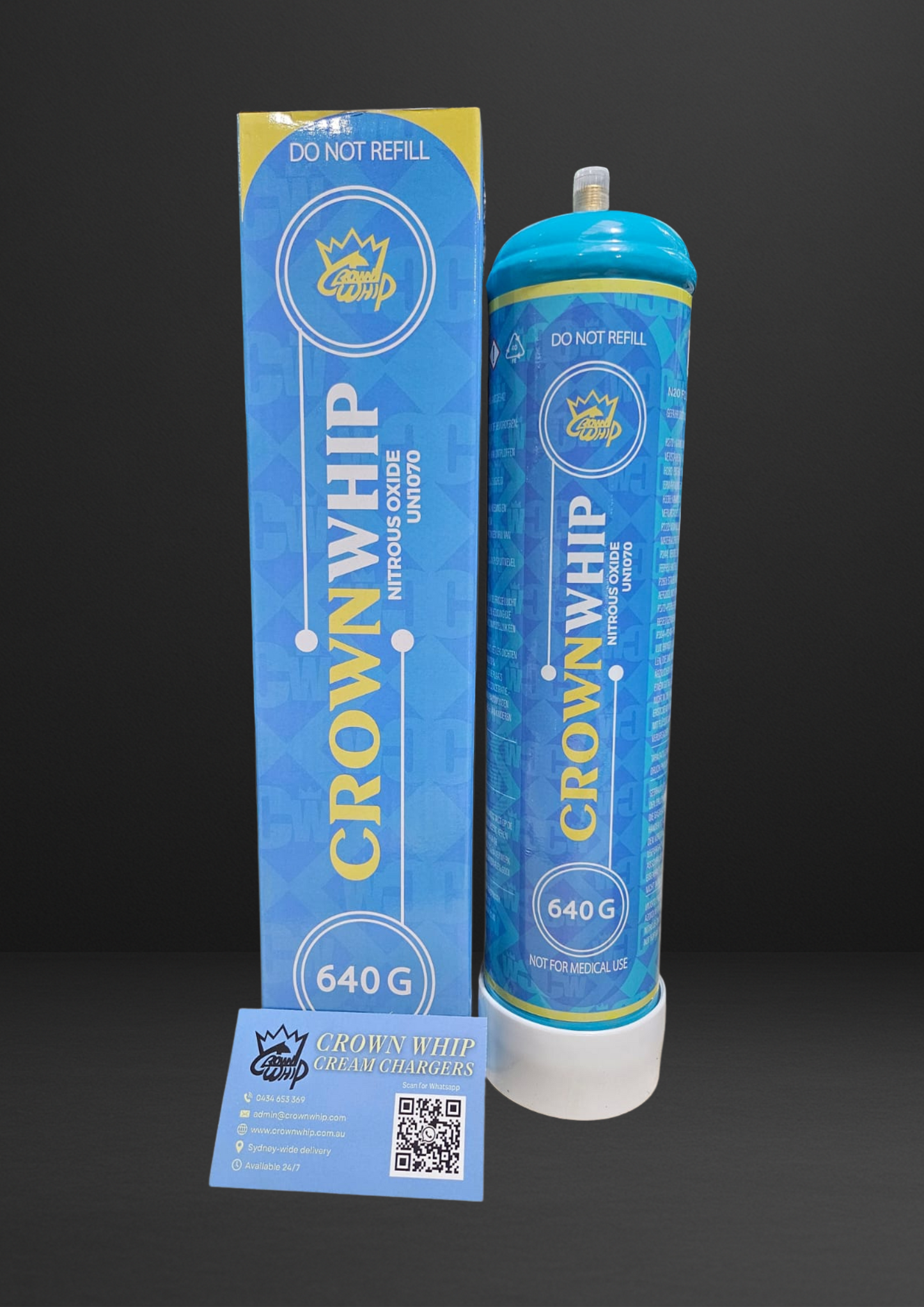 18x CrownWhip 1L (640g) Premium Nitrous Oxide Tanks | Whipped Cream | Fast Shipping