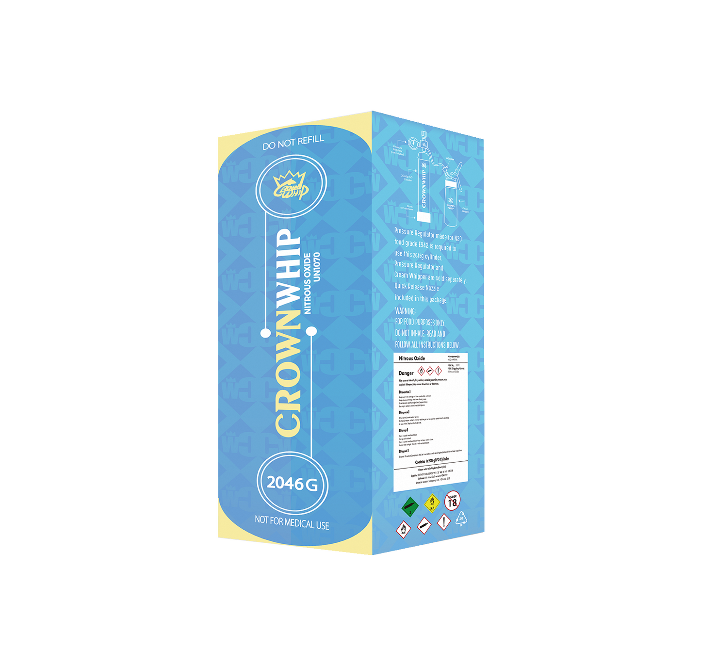 10x CrownWhip 3.3L (2046g) Premium Nitrous Oxide Tanks | Whipped Cream | Fast Shipping