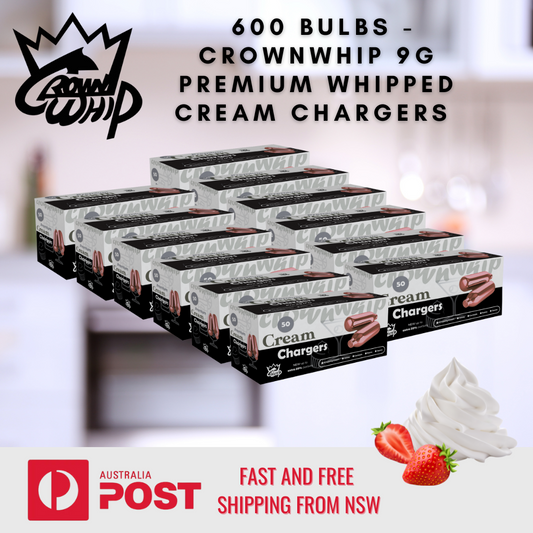 600 pack CrownWhip 9g Premium Nitrous Oxide Bulbs | Whipped Cream | Fast Ship