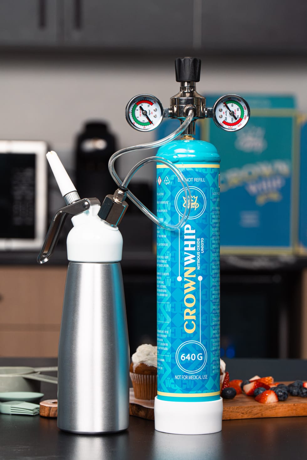 1x CrownWhip 1L (640g) Premium Nitrous Oxide Tanks | Whipped Cream | Fast Shipping