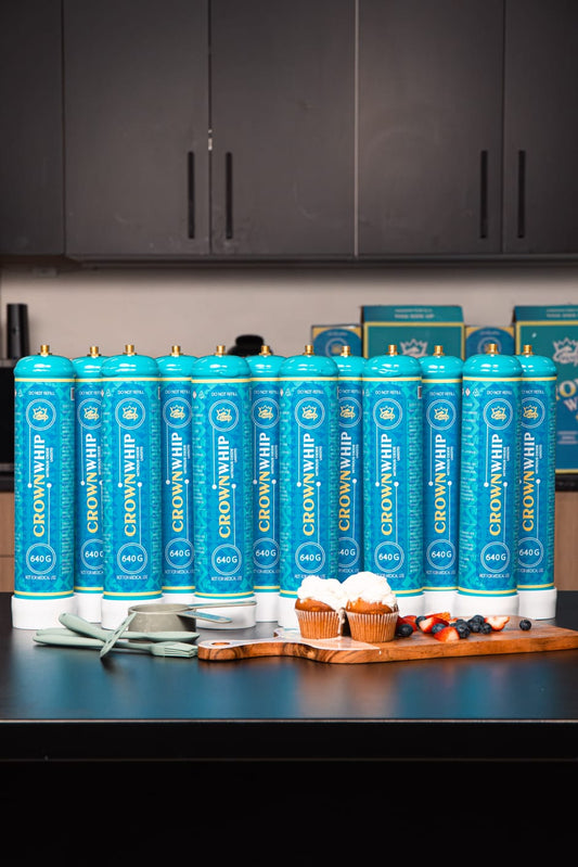 12x CrownWhip 1L (640g) Premium Nitrous Oxide Tanks | Whipped Cream | Fast Shipping