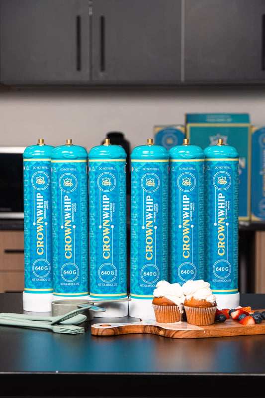 6x CrownWhip 1L (640g) Premium Nitrous Oxide Tanks | Whipped Cream | Fast Shipping